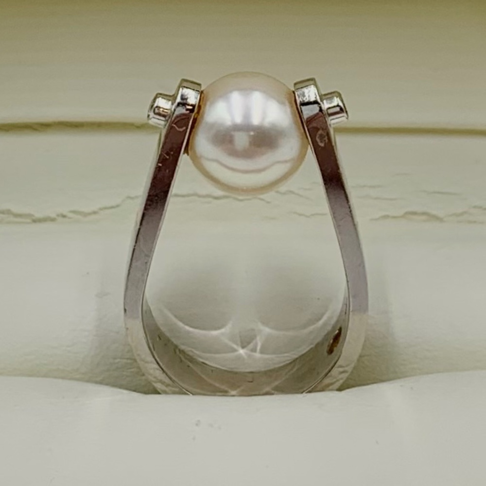 14K White Gold Pearl & Diamond Paragon Ring
